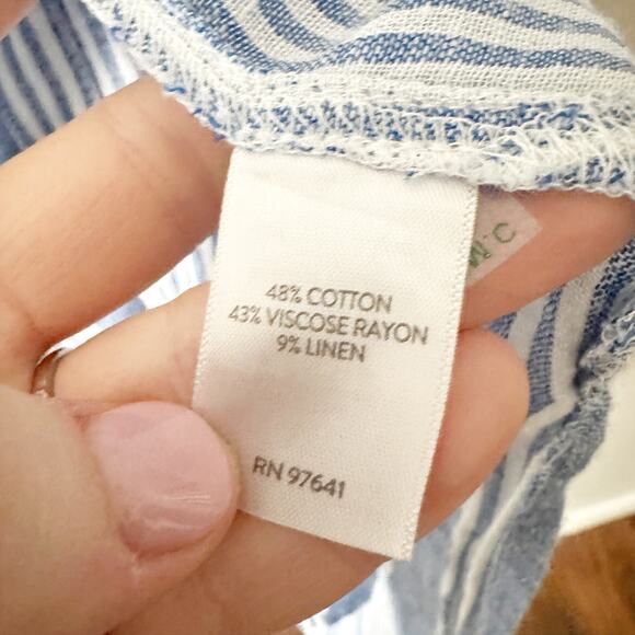 J. Jill Cotton Blue/White Stripe Sleeveless Split Side Tunic Top women's size XL - Picture 6 of 11